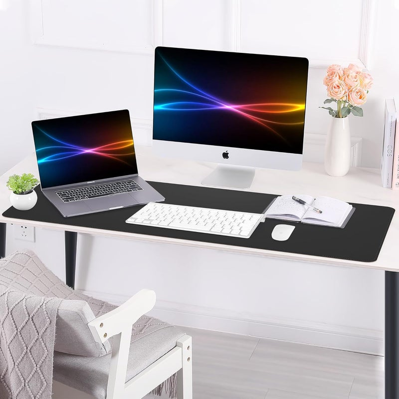AFIING Leather Desk pad Protector, Large Non-Slip Office Desk Mat with Natural Cork & PU Leather, Waterproof Writing Mouse Pad for Office and Home (55in*17in,Black) - Image 5